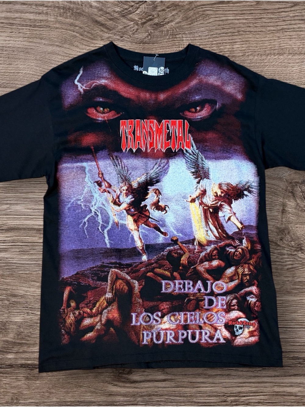Metal Graphic Crewneck Tee - Black with Purple & Red Art